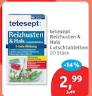 Reizhusten & Hals Lutschtabletten von tetesept für 2,99 € bei budni im Angebot Reizhusten & Hals Lutschtabletten von tetesept im aktuellen budni Prospekt