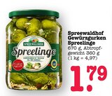 Gewürzgurken Spreelinge im Angebot bei E center in Wiesbaden Gewürzgurken Spreelinge Angebote von Spreewaldhof bei E center Wiesbaden für 1,79 €