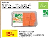 4 pavés de saumon sans arêtes bio producteurs et commerçants en promo chez Intermarché Poitiers à 15,99 €