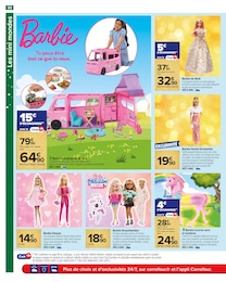 Prix et réduction Camping-Car Barbie dans le prospectus Carrefour en cours Offre Camping-Car Barbie dans le catalogue Carrefour du moment à la page 30