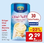 Chai oder Matcha Latte Angebote von Krüger bei Netto Marken-Discount Pirmasens für 2,29 €