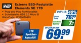 Externe SSD-Festplatte Elements SE 1TB Angebote von WD bei HEM expert Schwäbisch Hall für 69,99 €