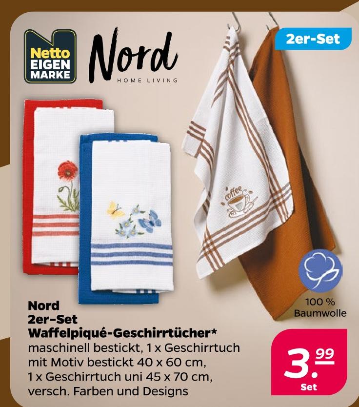 Nord 2er-Set Waffelpiqué-Geschirrtücher