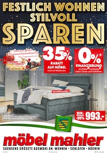 Bett im Möbel Mahler Siebenlehn Prospekt "FESTLICH WOHNEN - STILVOLL SPAREN" mit 16 Seiten (Chemnitz)