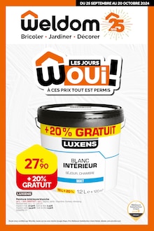 Prospectus Weldom de la semaine "LES JOURS WOUI ! À CES PRIX TOUT EST PERMIS" avec 1 pages, valide du 25/09/2024 au 20/10/2024 pour Vendeuvre-sur-Barse et alentours