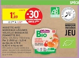 Assiette avec morceaux légumes volaille basquaise Bio - Pommette en promo chez Intermarché Poitiers à 1,32 €