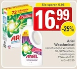Waschmittel im Angebot bei WEZ in Löhne Waschmittel Angebote von Ariel bei WEZ Löhne für 16,99 €