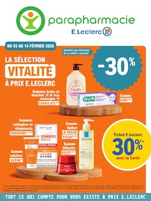 Catalogue E.Leclerc de la semaine "LA SÉLECTION VITALITÉ À PRIX E.LECLERC" avec 4 pages, valide du 03/02/2026 au 14/02/2026 pour Drumettaz-Clarafond et alentours Prospectus E.Leclerc de la semaine "LA SÉLECTION VITALITÉ À PRIX E.LECLERC" avec 4 pages, valide du 03/02/2026 au 14/02/2026 pour Drumettaz-Clarafond et alentours