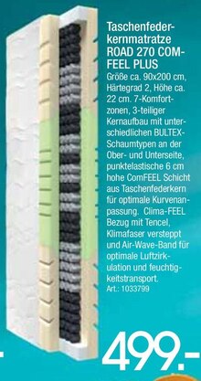 Taschenfederkernmatratze ROAD 270 COMFEEL PLUS bei Zurbrüggen in Oberhausen Taschenfederkernmatratze ROAD 270 COMFEEL PLUS im Angebot bei Zurbrüggen Oberhausen für 499,00 €