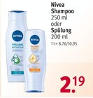 Shampoo oder Spülung Angebote von Nivea bei Rossmann Rüsselsheim für 2,19 €