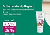 Fuß- und Beincreme mit Weinlaub Creme bei mea - meine apotheke im Prospekt "" für 2,95 €