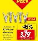 50 Wäscheklammern von LIVARNO home für 3,79 € bei Lidl im Angebot 50 Wäscheklammern von LIVARNO home im aktuellen Lidl Prospekt