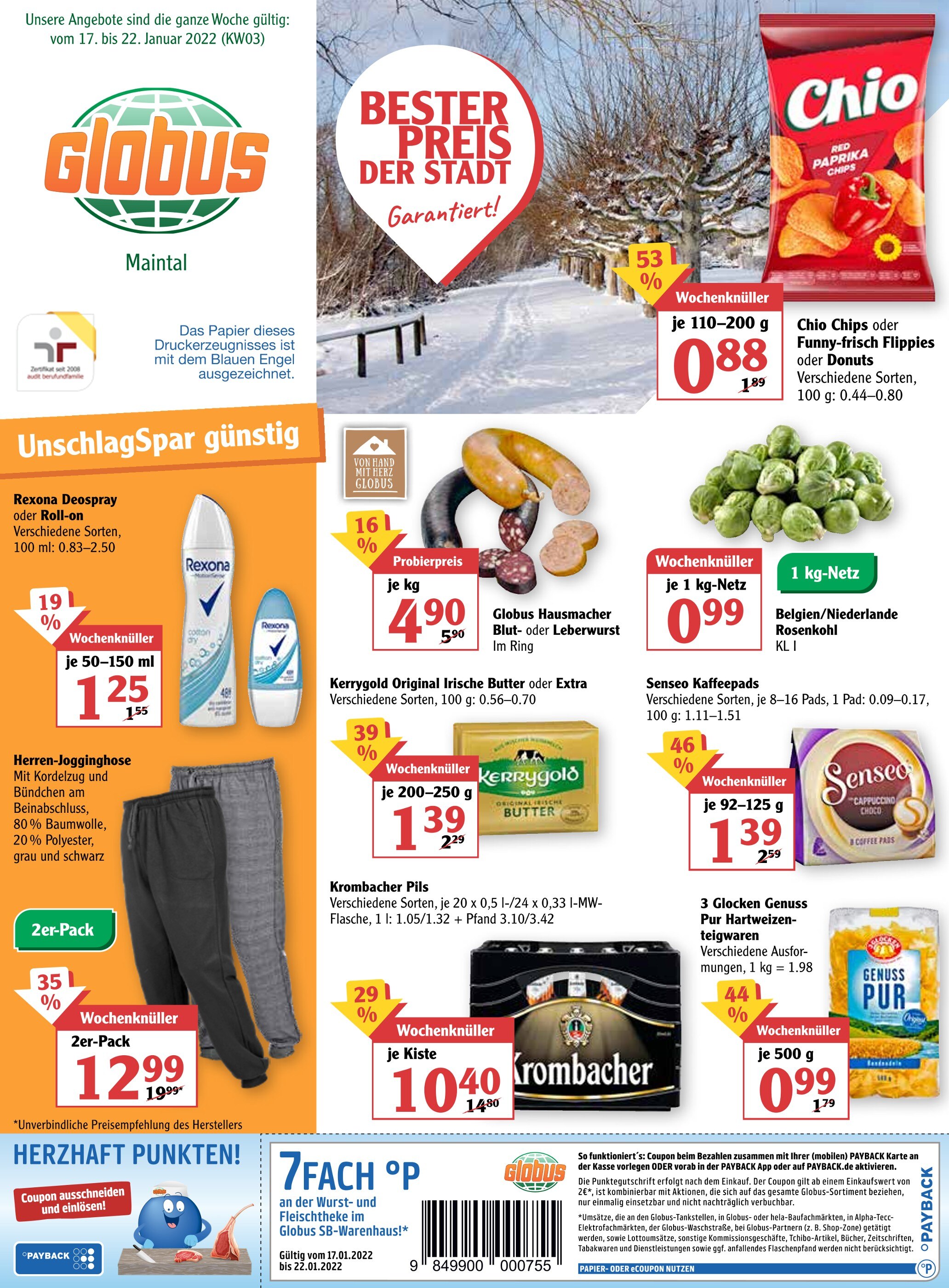 Globus Prospekt für Hanau mit 36 Seiten Globus Prospekt für Hanau: "Top Angebote", 36 Seiten, 17.01.2022 - 22.01.2022