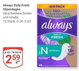 Daily Fresh Slipeinlagen Angebote von Always bei GLOBUS Oberhausen für 2,59 €
