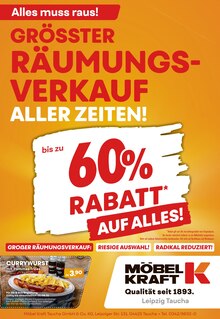 Currywurst im Möbel Kraft Prospekt "Alles muss raus!" mit 1 Seiten (Leipzig)