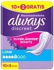 Discreet Inkontinenzeinlagen Long von Always für 2,99 € bei REWE im Angebot Discreet Inkontinenzeinlagen Long von Always im aktuellen REWE Prospekt