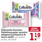 feuchtes Toilettenpapier sensitiv pflegend parfümfrei & extra sanft oder Sauber Pflegend Angebote von Cottonelle bei E center Karlsruhe für 1,19 €