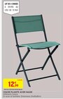 Chaise Pliante Acier Sauge - Intermarché à Le Mans Chaise Pliante Acier Sauge en promo chez Intermarché Le Mans à 12,99 €