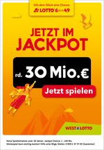 Westlotto Prospekt für Mülheim mit 1 Seiten Westlotto Prospekt für Mülheim: "Jetzt im Jackpot rd. 30 Mio. €", 1 Seiten, 28.09.2020 - 30.09.2020
