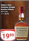 Kentucky Straight Bourbon Whisky im Angebot bei GLOBUS in Hürth Kentucky Straight Bourbon Whisky Angebote von Maker's Mark bei GLOBUS Hürth für 19,99 €