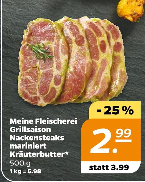 Grillsaison Nackensteaks mariniert Kräuterbutter