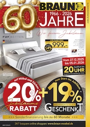 BRAUN Möbel-Center Prospekt für Geisingen: "Wir feiern Jubiläum!", 20 Seiten, 27.12.2025 - 27.01.2026