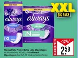 Aktuelles Always Daily Protect Extra Long Slipeinlagen, Fresh Normal Slipeinlagen Angebot bei Marktkauf in Reutlingen ab 2,59 €