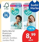 Premium Windeln im Angebot bei budni in Pinneberg Premium Windeln Angebote von Hello World bei budni Pinneberg für 8,99 €