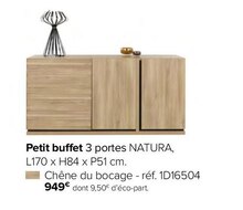 Petit buffet 3 portes natura - Gautier à Paris Petit buffet 3 portes natura en promo chez Gautier Paris à 949,00 €