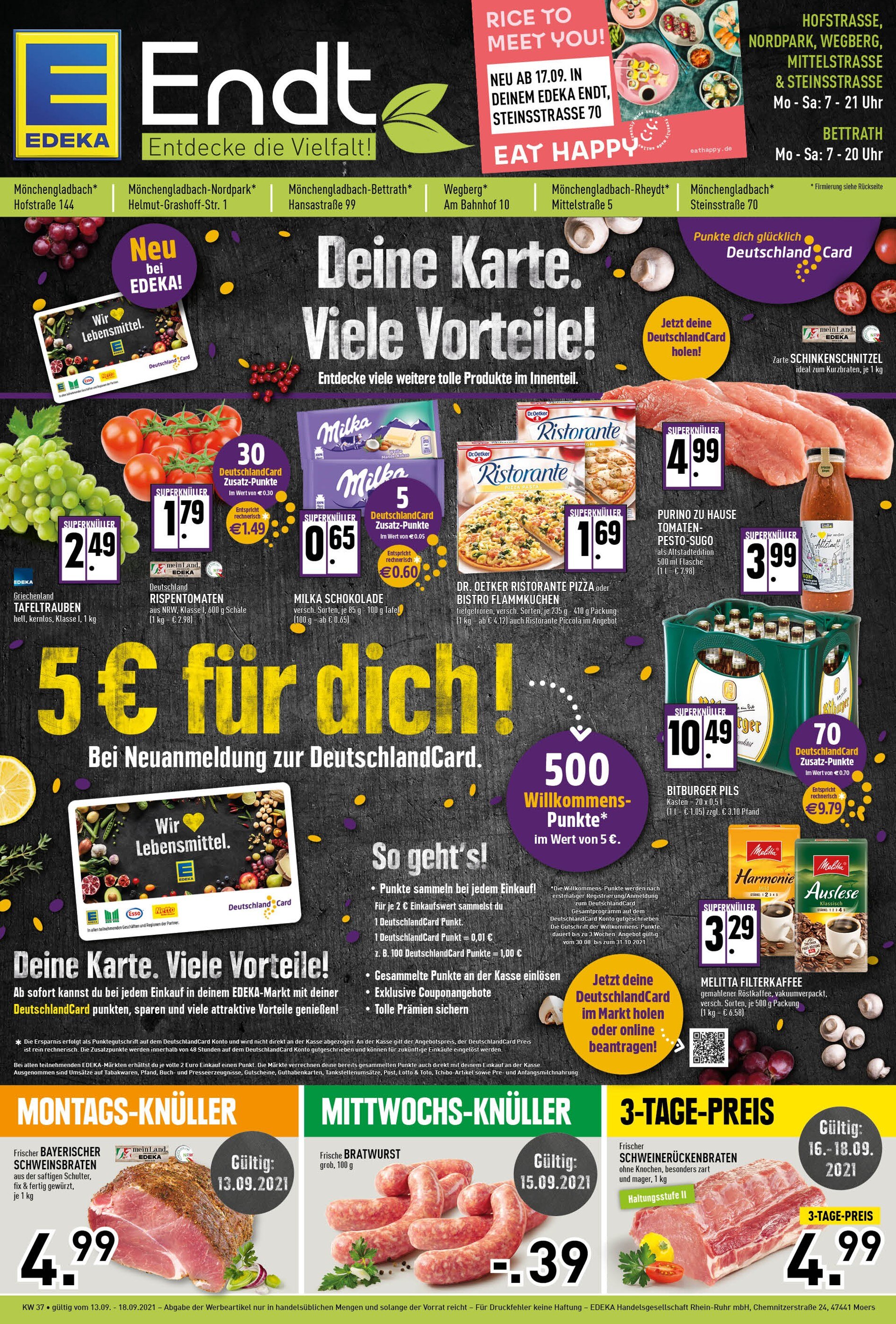 EDEKA Prospekt für Mönchengladbach mit 8 Seiten EDEKA Prospekt für Mönchengladbach: "Aktuelle Angebote", 8 Seiten, 13.09.2021 - 18.09.2021