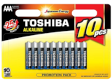 Lot de 10 piles alcaline AA - TOSHIBA en promo chez Maxi Bazar Toulon à 4,99 €