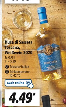 Alkoholische Getraenke von Duca di Sasseta Toscana im aktuellen Lidl Prospekt für 4.49€