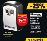 Boîte à clés étanche à combinaison - Master Lock - Screwfix à Goussainville Boîte à clés étanche à combinaison - Master Lock en promo chez Screwfix Goussainville à 14,99 €