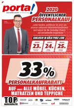 porta Möbel Prospekt "2020 ÖFFENTLICHER PERSONALKAUF ", 2 Seiten, für Overath, 22.01.2020 - 25.01.2020 porta Möbel Prospekt "2020 ÖFFENTLICHER PERSONALKAUF ", 2 Seiten, für Overath, 22.01.2020 - 25.01.2020