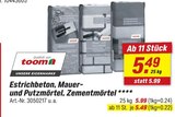 Estrichbeton, Mauer- und Putzmörtel, Zementmörtel im Angebot bei toom Baumarkt in Bochum Estrichbeton, Mauer- und Putzmörtel, Zementmörtel Angebote von toom bei toom Baumarkt Bochum für 5,49 €