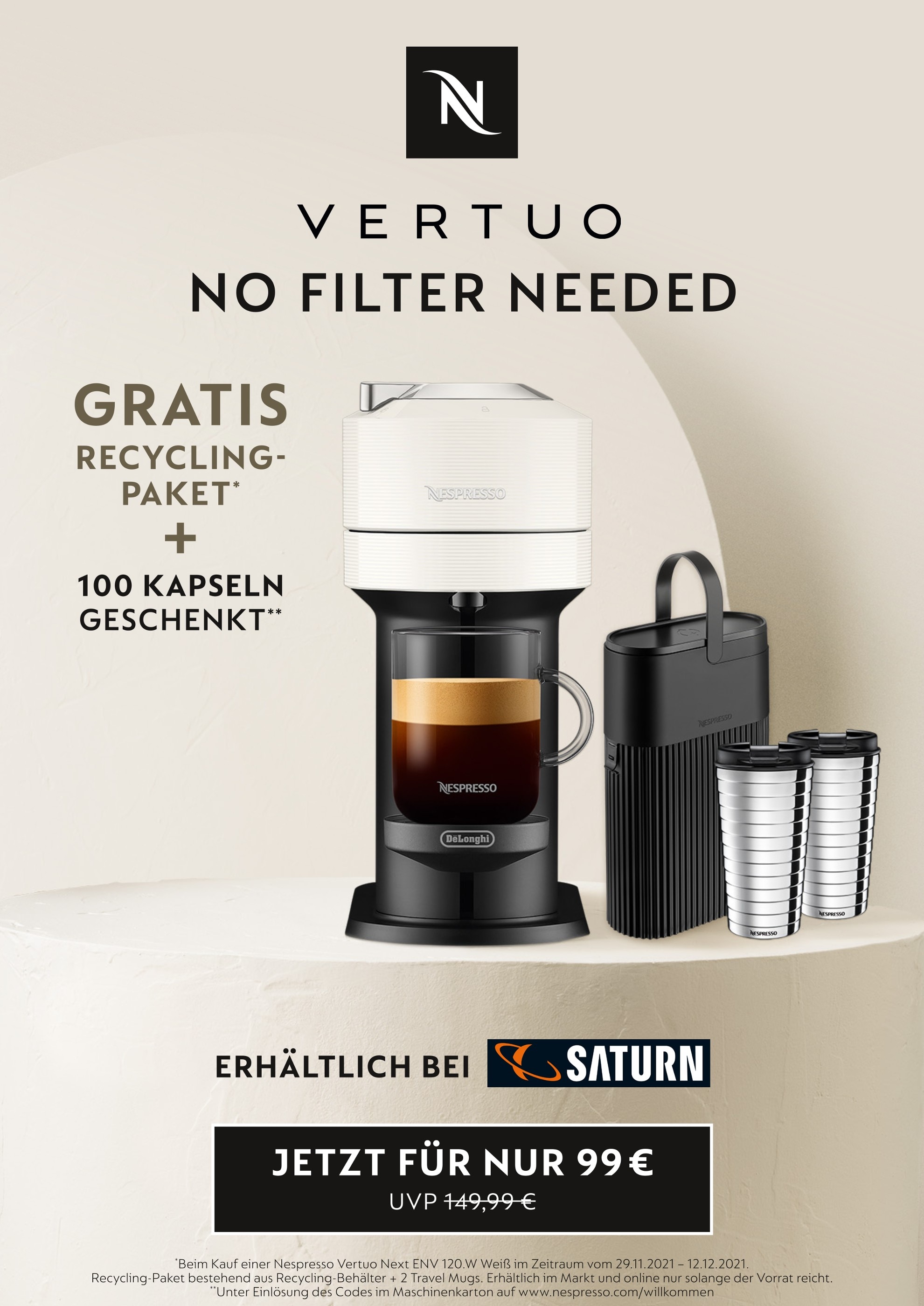 Nespresso Prospekt für Essen mit 4 Seiten Nespresso Prospekt für Essen: "VERTUO - NO FILTER NEEDED", 4 Seiten, 29.11.2021 - 12.12.2021
