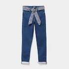 Jean skinny ceinture foulard bleu foncé fille dans le catalogue La Halle