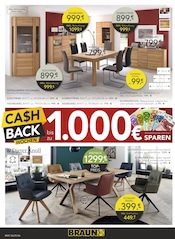 Esstisch im BRAUN Möbel-Center Prospekt in Reutlingen Aktueller BRAUN Möbel-Center Prospekt mit Esstisch, "CA$HBACK WOCHEN", Seite 6