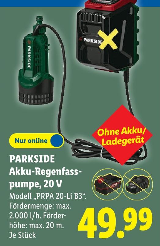 Akku-Regenfasspumpe, 20 V