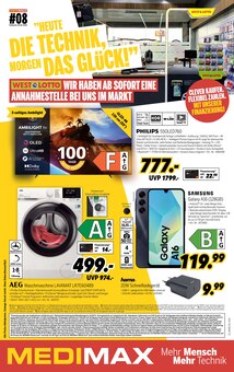 Handy im MEDIMAX Prospekt "HEUTE DIE TECHNIK, MORGEN DAS GLÜCK!" mit 8 Seiten (Krefeld)
