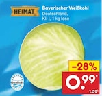 Bayerischer Weißkohl im Netto Marken-Discount Prospekt Bayerischer Weißkohl von HEIMAT im aktuellen Netto Marken-Discount Prospekt für 0,99 €