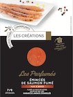 Les Parfumés Émincés de Saumon Fumé aux 5 Baies - LES CRÉATIONS - Intermarché Super à Antibes Les Parfumés Émincés de Saumon Fumé aux 5 Baies - LES CRÉATIONS en promo chez Intermarché Super Antibes à 3,26 €