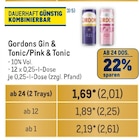 Gin & Tonic/Pink & Tonic Angebote von Gordons bei Metro Ulm für 2,61 €