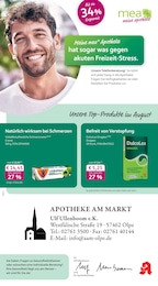 mea - meine apotheke Prospekt für Olpe mit 4 Seiten mea - meine apotheke Prospekt für Olpe: "Unsere August-Angebote", 4 Seiten, 01.08.2026 - 31.08.2026