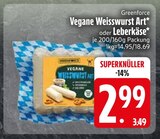 Vegane Weisswurst Art Angebote von Greenforce bei EDEKA Ravensburg für 2,99 €
