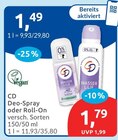 Deo-Spray oder Roll-On Angebote von CD bei budni Norderstedt für 1,49 €