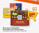 Nuss Klasse oder Kakao Klasse von Ritter Sport Schokolade im aktuellen tegut Prospekt für 0,99 €