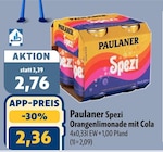 Spezi Orangenlimonade mit Cola von Paulaner für 2,36 € bei aktiv & irma im Angebot Spezi Orangenlimonade mit Cola von Paulaner im aktuellen aktiv & irma Prospekt