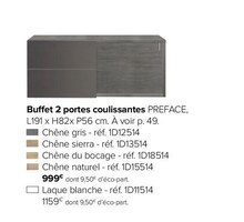 Buffet 2 portes coulissantes preface - Gautier à Bordeaux Buffet 2 portes coulissantes preface en promo chez Gautier Bordeaux à 999,00 €