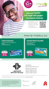 Aktueller mea - meine apotheke Prospekt (Saarbrücken, 4 Seiten zum blättern mea - meine apotheke Prospekt Unsere Juni-Angebote mit 4 Seiten